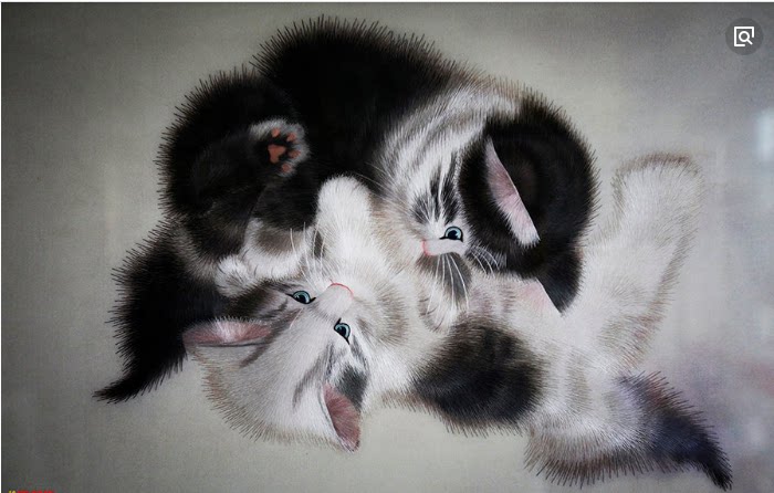 Su embroidery diy beginner kit stitch scan two kittens