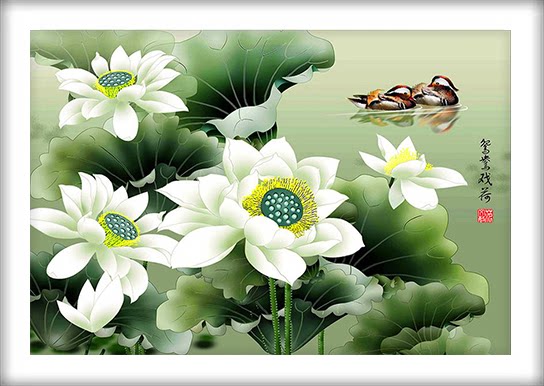 Su embroidery diy kit begs the new Chinese mandarin duck and water lotus flower 