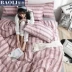 Poly gia đình 1.8m bốn bông ins giường bông giường váy ký túc xá quilt mạng đơn đỏ giường ba mảnh tờ người - Bộ đồ giường bốn mảnh