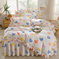 60 long suede cotton quilted bed cover four sets full cotton quilt cover active clip cotton bed skirt four sets 1 8m bed double