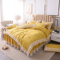 Queen Fan elegant lace clip cotton bed cover with four sets of 100 pleats lace bedside bedside bedding