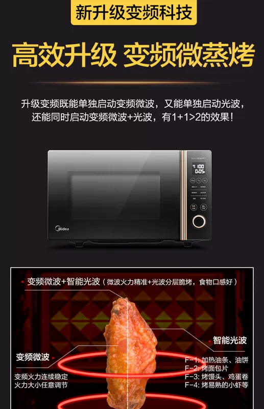 Lò hấp lò vi sóng Midea M3-L235F tích hợp lò nướng tự động nhỏ phẳng màn hình đối lưu biến tần - Lò vi sóng