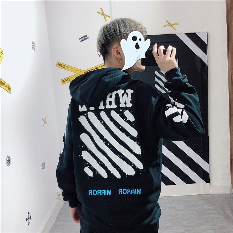 OFF OWF WHITE thương hiệu thủy triều graffiti giật gân hổ cơ bản trùm đầu trùm đầu áo len OW nam áo hoodie nam cao cấp