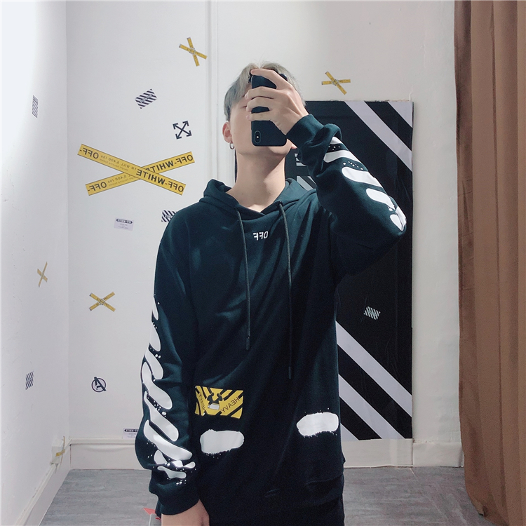OFF OWF WHITE thương hiệu thủy triều graffiti giật gân hổ cơ bản trùm đầu trùm đầu áo len OW nam áo hoodie nam cao cấp
