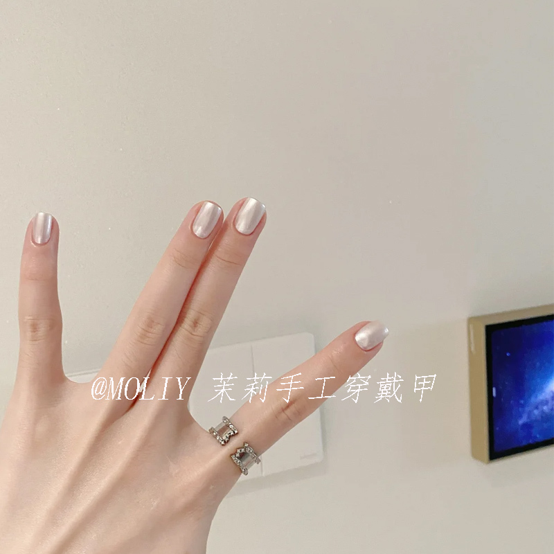 Hailey Aurora Pearl White Nail Art Patch Finished White Moonlight Handmade Wearable Nails Long-Lasting Waterproof Phototherapy Nails for Pregnant Women Hailey Aurora Pearl White Nail Art Patch Finished White Moonlight Handmade Wearable Nails Long-Lasting Waterproof Phototherapy Nails for Pregnant Women