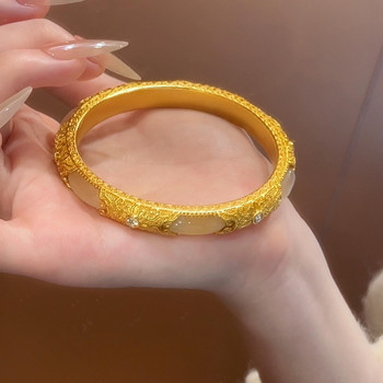 Palace-style filigree bracelet, simulated gold sand gold, simulated hetian jade bracelet, gold store's same style carved hand-decorated bracelet