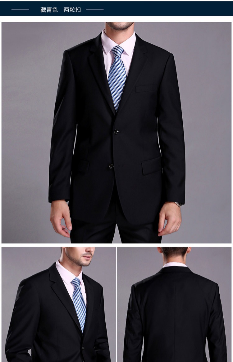 Bộ đồ vest nam bốn mùa Phiên bản Hàn Quốc của công việc thường ngày làm việc chuyên nghiệp hai mảnh màu xanh và đen mới trung niên áo len nam