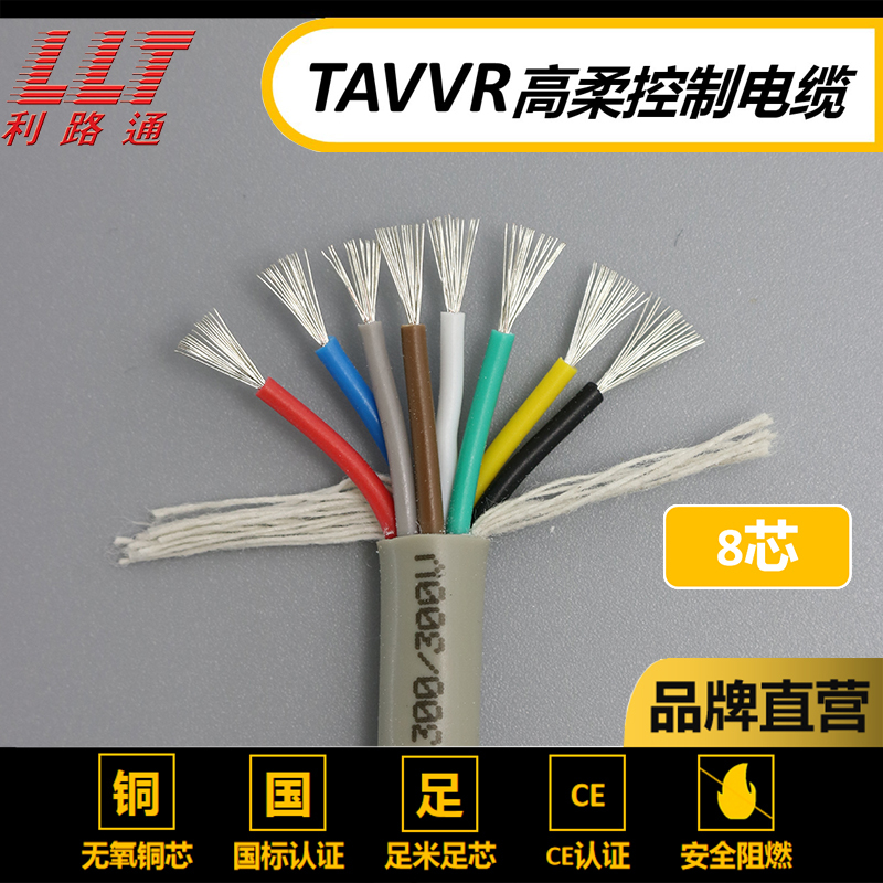 Lelutong High-Flexibility Cable Trvv 2-Core-10-Core Oil-Resistant and Bend-Resistant 8 Million Drag Chain Cables