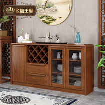 New Chinese Dining Side Cabinet Modern Minima Living Room Solid Wood Color Tea Water Cabinet Dining Room Wine Cabinet Kitchen Cupboard Kitchen Cupboard