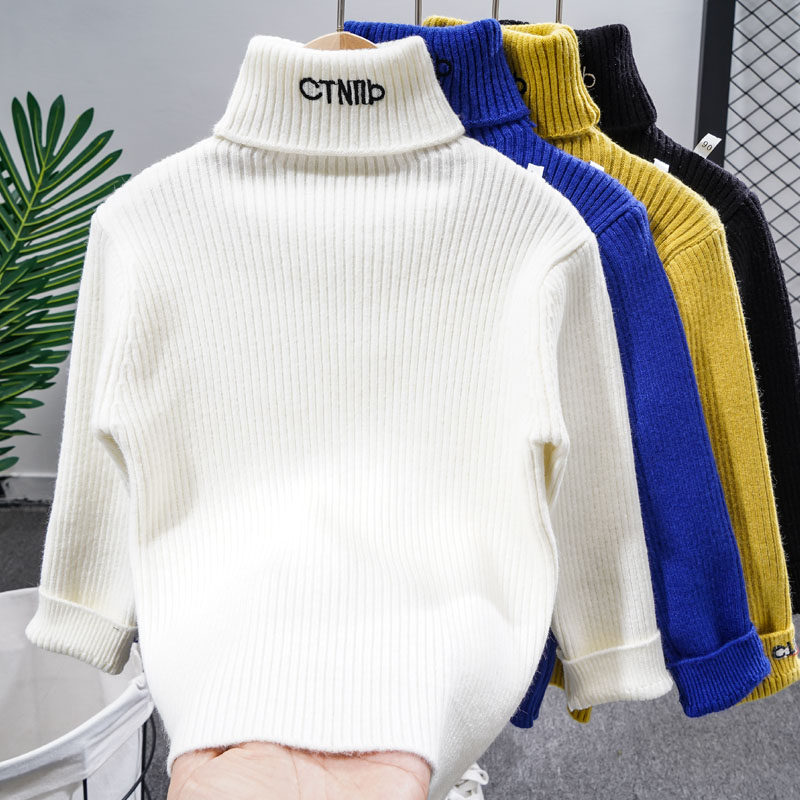 Boy girl sweaters 2022 new children thickened with high collar water mink, undershirt baby autumn and winter style
