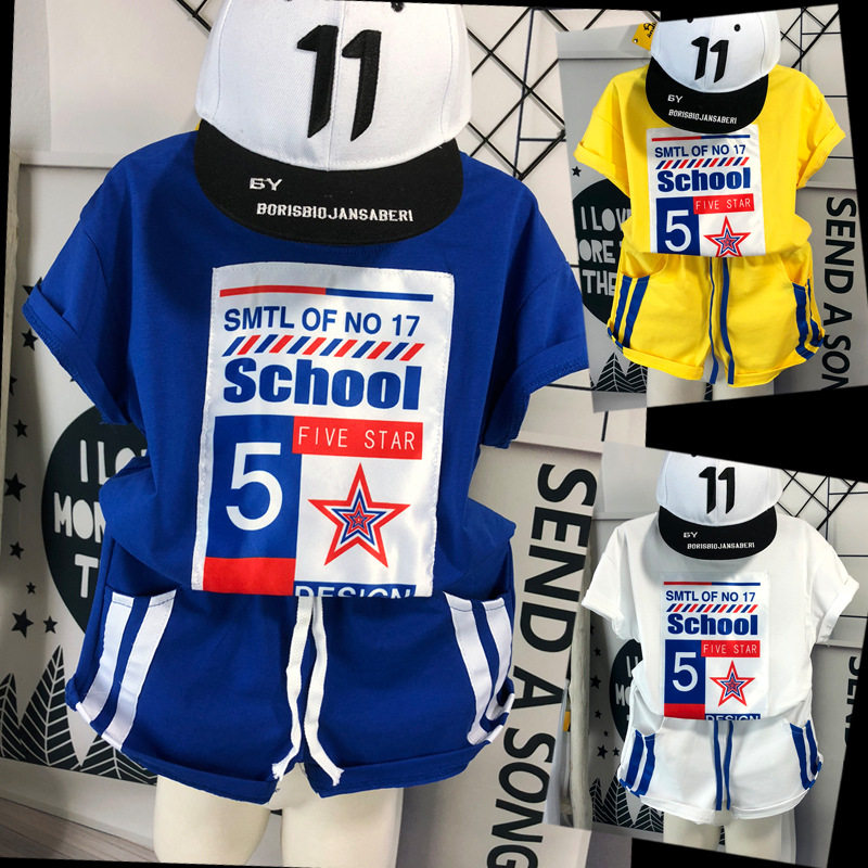 Kids Boys Summer Suit 2020 New Kids Summer Clothes Baby Handsome Boy Foreign School Korean Version Tide Year