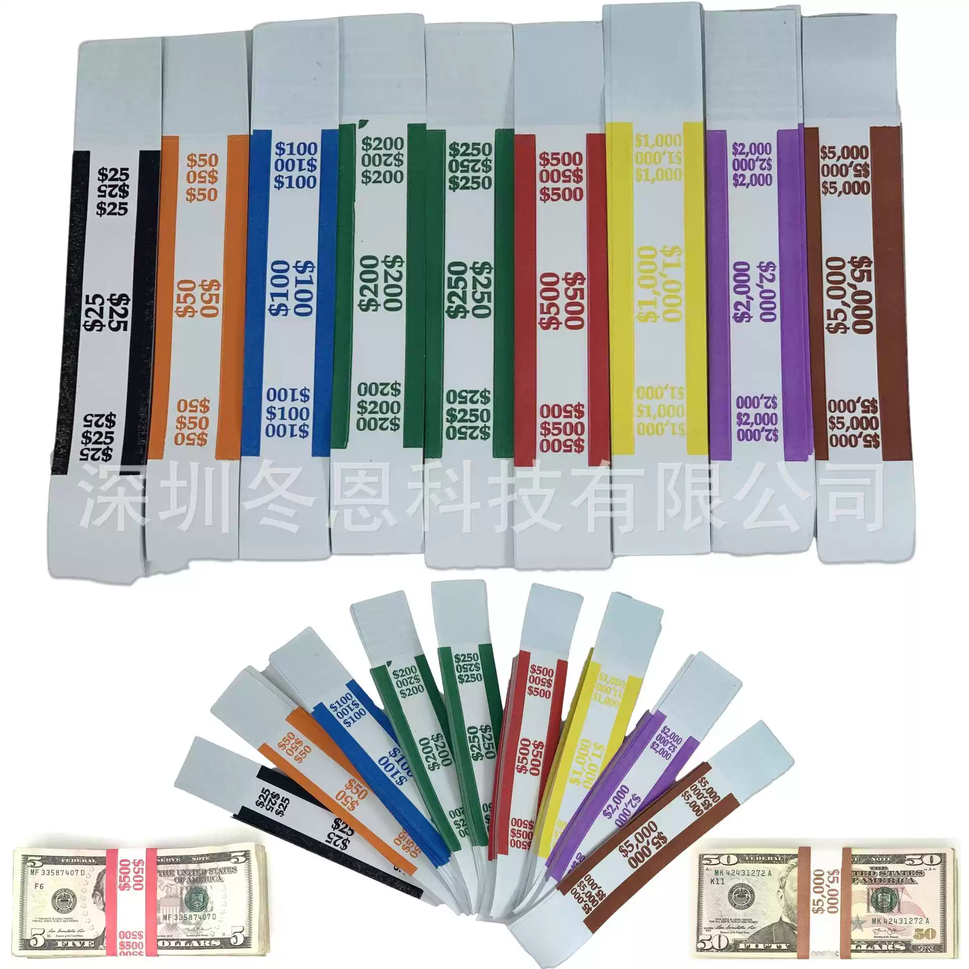 现金银行钱扎带大量批发绑钱美金面额货币带各式各