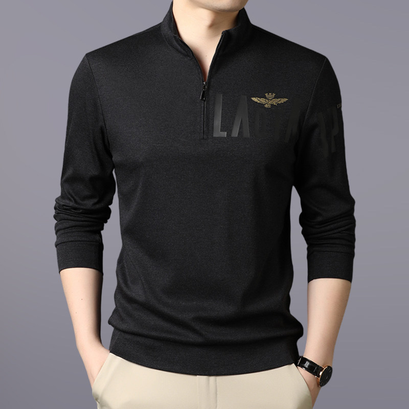 Brand Discounts Men's Clothing Stand Long Sleeves T-shirt Men's Spring Autumn Foreign Pie Casual Blouse Middle-aged Men Polo Shirts