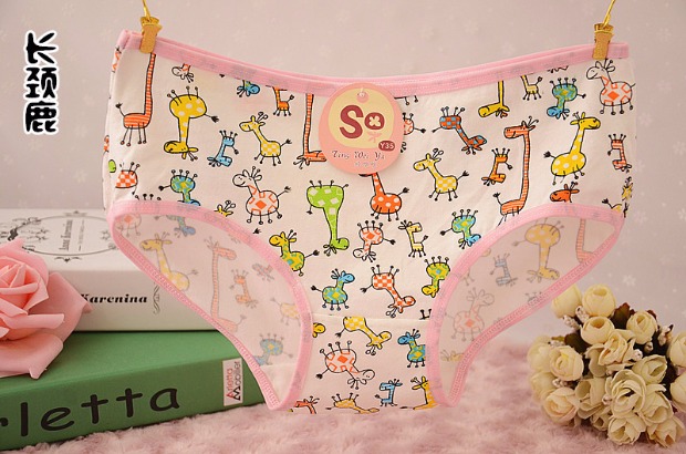 5 phim hoạt hình cotton tinh khiết thắt lưng thấp cô gái màu hồng dễ thương vải cotton phụ nữ đồ lót lần béo quần sịp đẹp