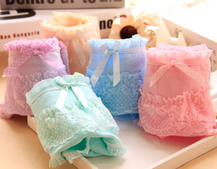 5 món đồ lót cotton của phụ nữ Kẹo nơ nơ dễ thương Đồ lót nữ dễ thương Đồ lót nữ quần lót đôi