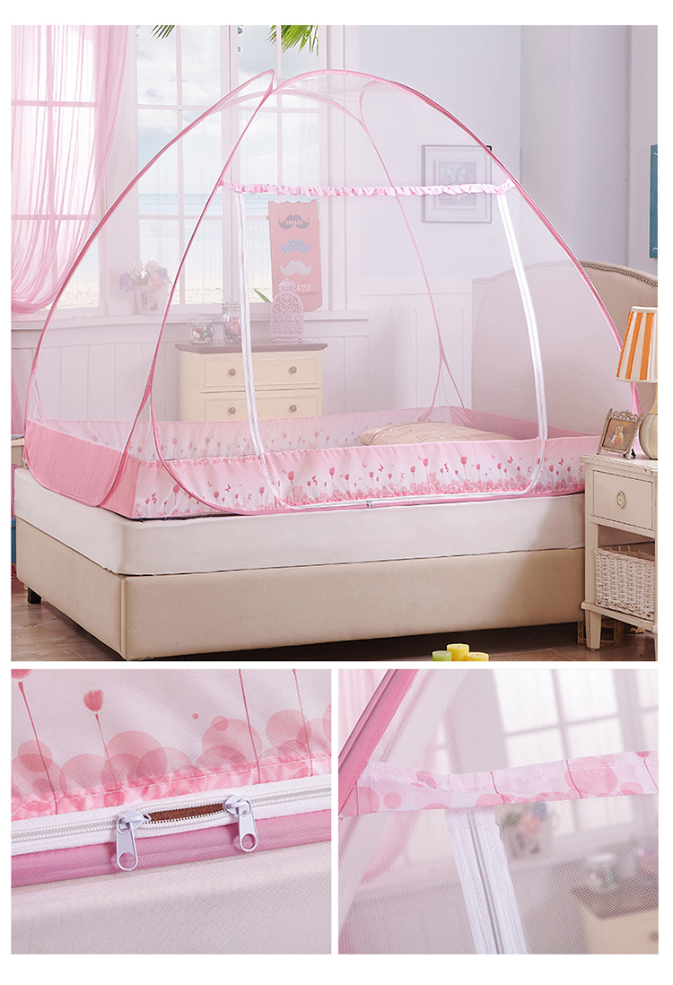 Cửa lưới chống muỗi Yurt Mông Cổ 1,2 m giường miễn phí lắp đặt khóa kéo gấp đôi sinh viên lưới đôi muỗi 1,5m1,8 m 2.0 giường man ngu