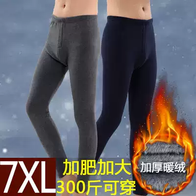 Extra-large men's fat plus size warm pants plus velvet thick cotton wool pants single piece sanitary pants medium thick inner pants