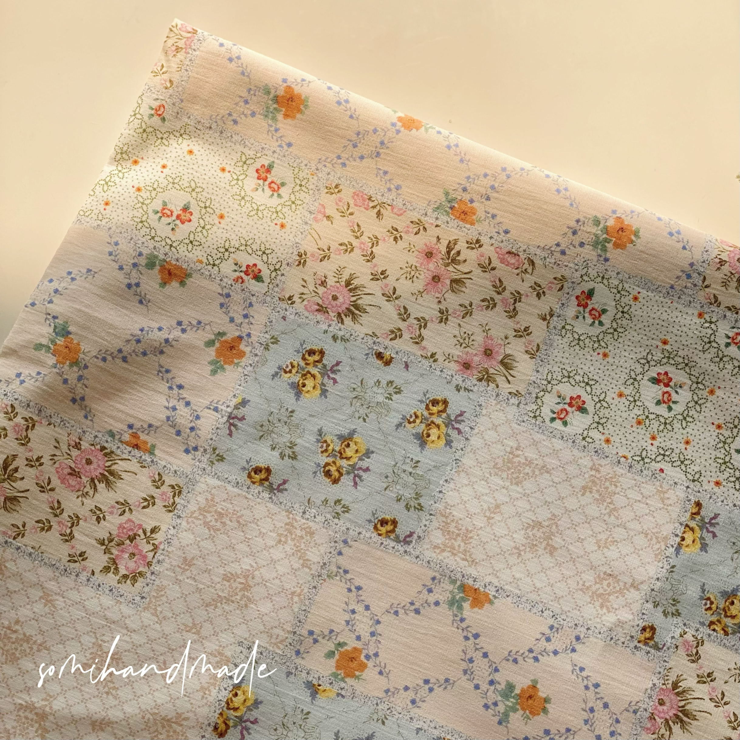 somihandmade ハンドメイド パッチワーク DIY 花柄生地 40年代 コットン パジャマ ホームドレス ベビー服 生地