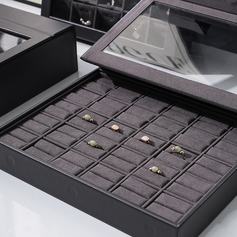 New High-End Jewelry Storage Box with Lid, Bracelet, Ring, Necklace, Earring Display Tray, Large Capacity Jewelry Viewing Tray