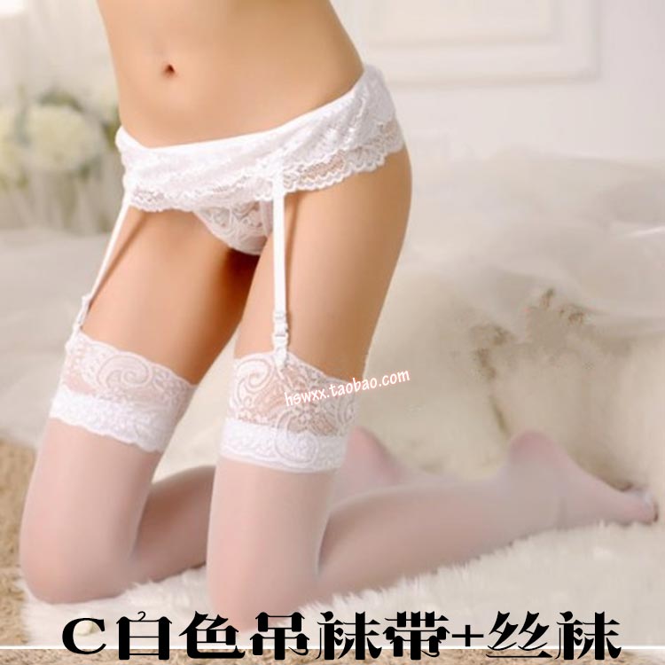 Nhật bản đầy đủ 55 nhân dân tệ vận chuyển ren trắng trên đầu gối garter vớ dây đeo bộ đùi ống dài lưới vớ phụ nữ