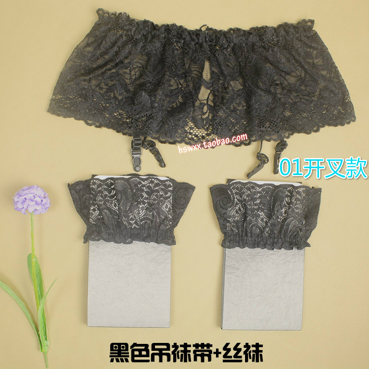 Nhật bản sexy ren trên đầu gối garter phù hợp với garter net vớ vớ đùi dài ống net socks nữ nịt bít tất bằng da pu
