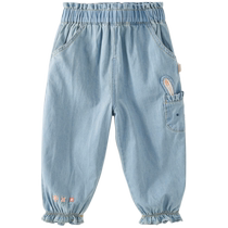 (Easy Clothes) Davibella childrens pants 2024 new denim pants in spring dress girl pants tightness waist