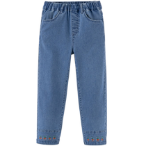 (Same style in the mall) David Bella childrens jeans 2024 new girls trousers medium and large childrens trousers autumn wear