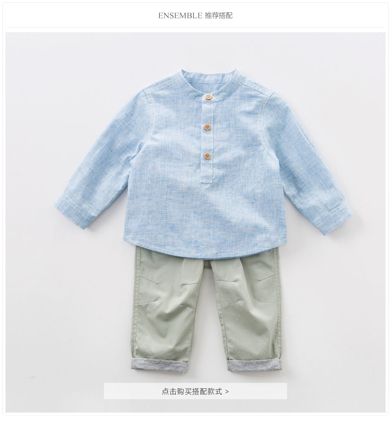 Davebella david bera xuân thu bé trai áo dài tay bé cổ tròn áo DBA6367 - Áo sơ mi shop thời trang trẻ em