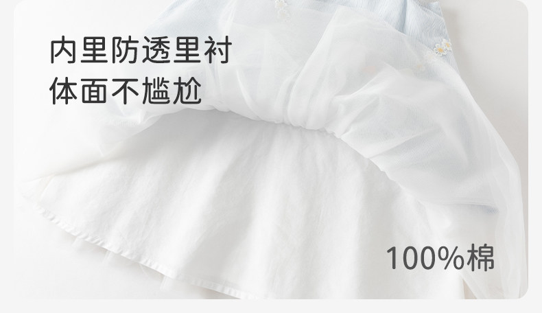 戴维贝拉女童夏季连衣裙新款莱赛尔凉感纱裙蓝色公主裙女宝裙子 — 4