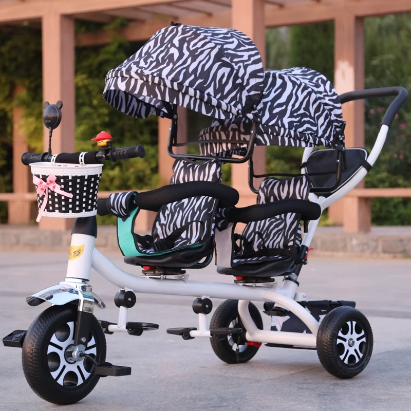 Детский трехколесный велосипед для близнецов, tandem- велосипед для малыша, прогулочная коляска