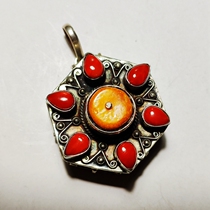 Tibetan style collection of sterling silver inlaid beeswax box open pendant Amulet pendant silver jewelry spot