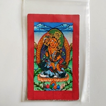 Tibetan Buddhism hand-painted Tibetan little Thangka treasure Tianwang with micro-Tang Zaka Buddha statue