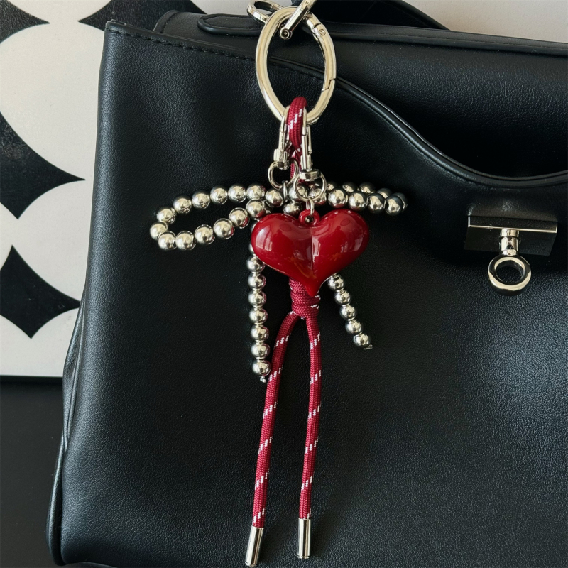 Miu Series Ankora Red New Year Red Bow Silver Bag Pendant Car Keychain Pendant with a High-End Feel