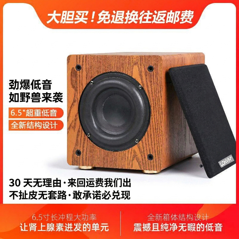 6.5inch Large Magnetic Steel Super Bass Shocking Passive Subwoofer 2.1 5.1 Home Theater Wooden Speakers