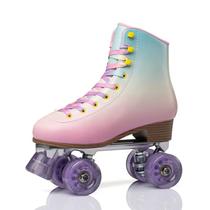 新款专业双排轮滑鞋成人男女四轮溜冰鞋彩红款速滑鞋花样旱冰鞋