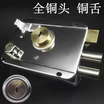Promotion 9219 old-fashioned anti-theft door lock word lock core exterior door lock iron door wooden door three safety lock stainless steel color