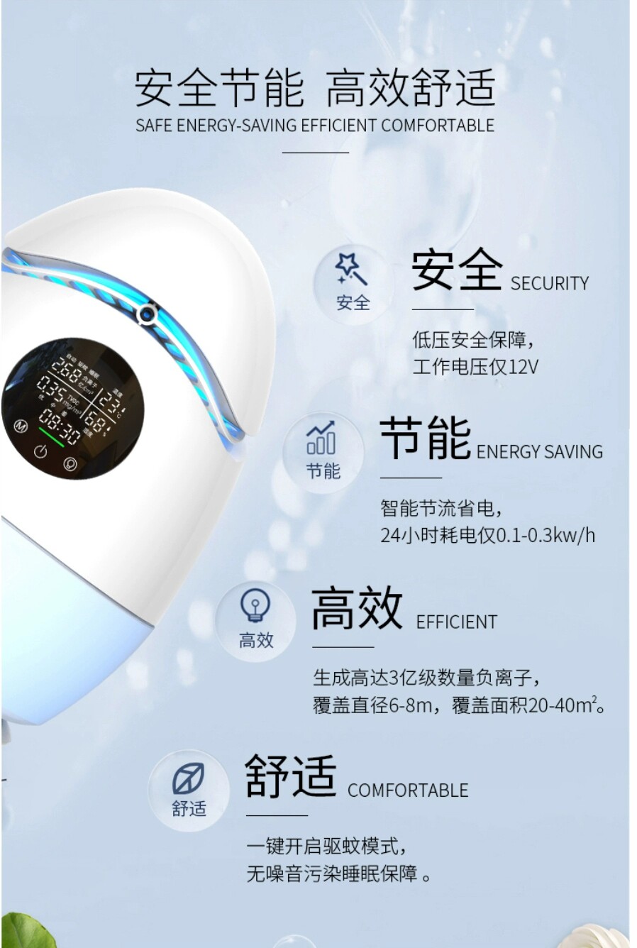 Hot sale Mulinsen good air silent negative ion generator air purification aldehyde removal bacteria removal Shunfeng