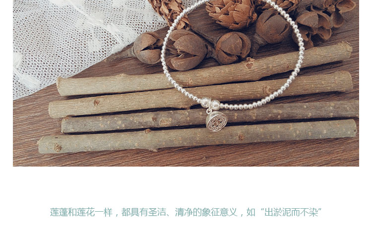 Độc quyền nghệ thuật nhỏ tươi ngọt 990 sterling bạc vòng đeo tay vòng chân trang sức đơn giản nữ siêu mịn 2 hoa sen - Vòng chân lắc chân nữ bạc ta