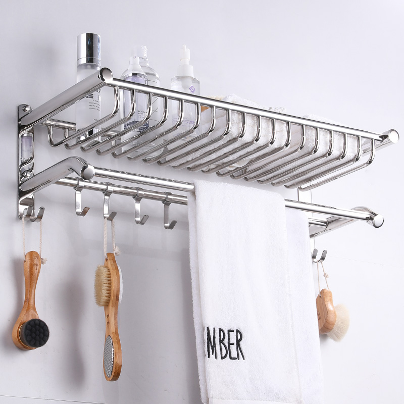 Towel rack Stainless steel 304 bath towel rack Powder room bathroom shelf toilet 2-layer bathroom hardware pendant set