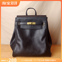 Niche retro leather womens backpack small bag first layer cowhide 2022 new high-end soft leather backpack