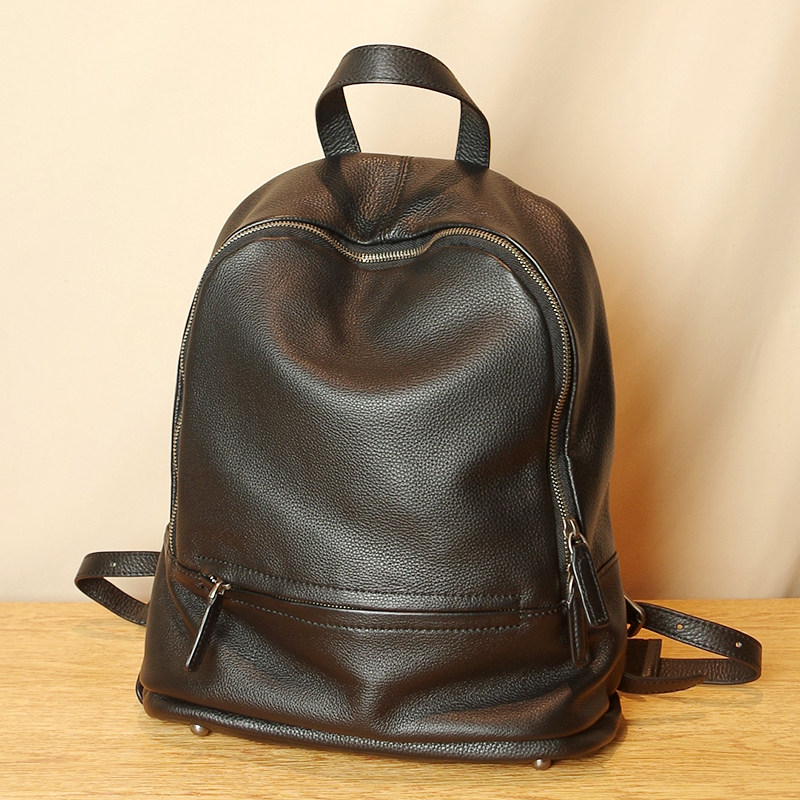 European and American fashion simple soft leather backpack women's backpack genuine leather top layer cowhide large capacity casual men's backpack