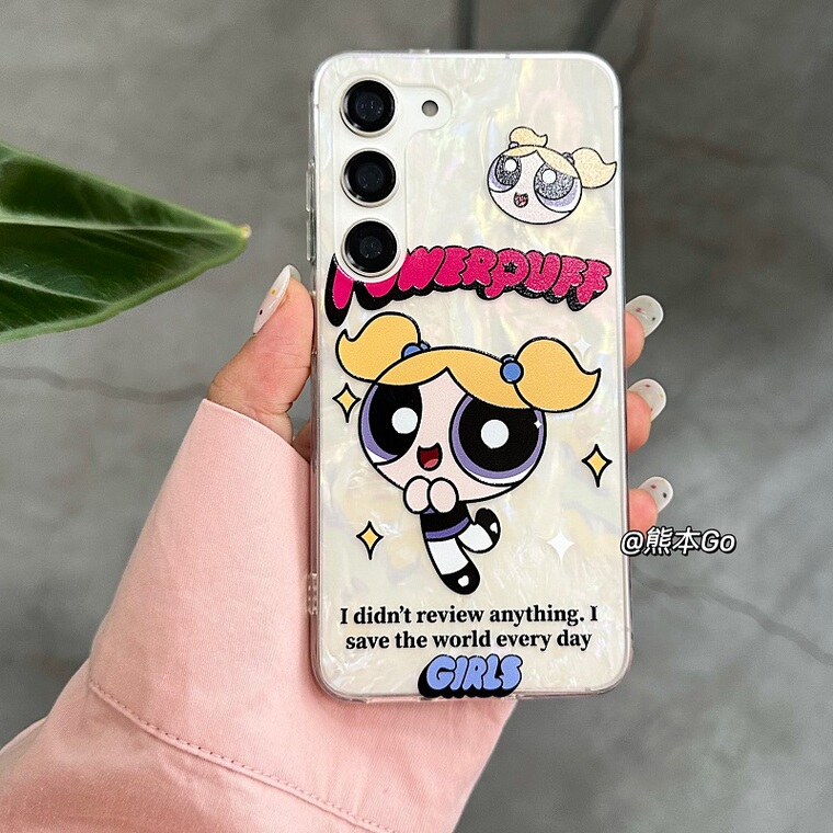 Power Puff Girls With Bead Wrist Lanyard Strap S22, S22 , S22 , S21, S21 , S21 S23, S23 Plus, S23 Ultra Note 20, Note 20