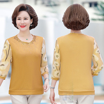 Mother Loaded Spring Summer Loaded 70% sleeves Embroidered Mosaic T-shirt Mid-Aged Female Snowspun Knitted Middle Sleeve Blouse