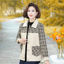 Mothers clothing autumn and winter plush jacket thickened woolen coat 2021 middle-aged and elderly women fashion granular velvet top