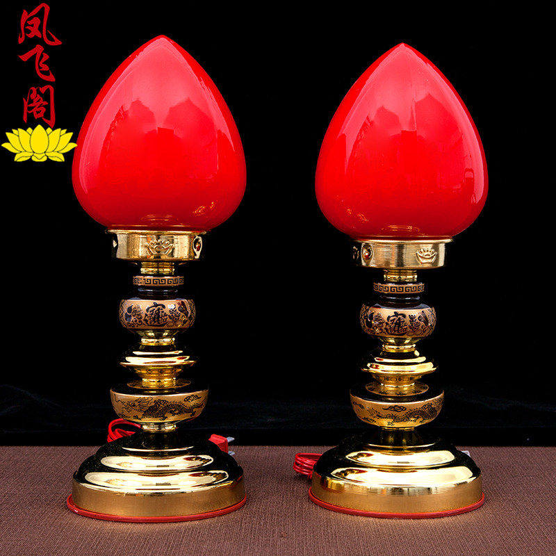 LED Electric Wax Candle Holder Ceramic Light Guan Fortune God for the Buddha's home plug in the former candle holder with a long Ming light
