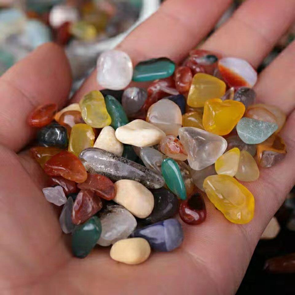 For Buddha supplies citrine seven gemstones for Tibetan colorful stone 500g mixed with natural polishing incense burner fish pond