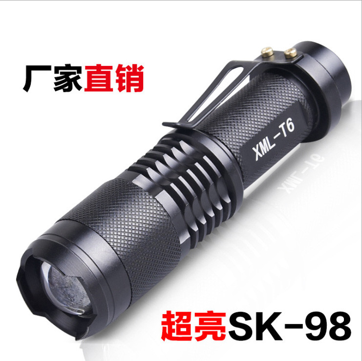 CREE XML-T6 LED mini telescopic zoom 18650 charge SK98 intense light flashlight small straight flashlight