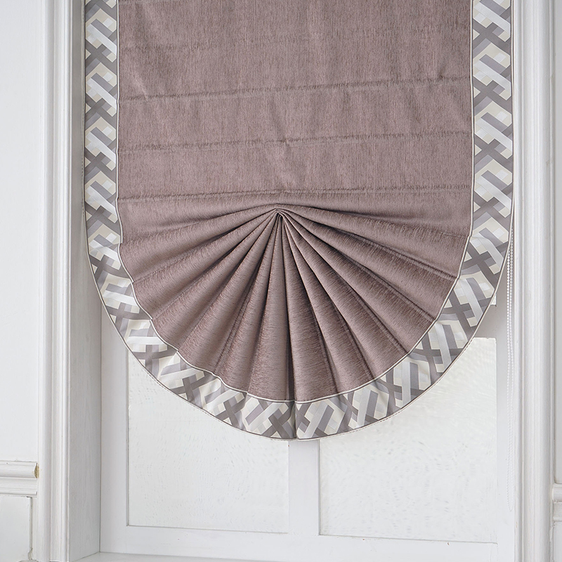 2021 new Chinese style curtains Living room Bedroom Floating Windows Dining Room Small Windows Custom Sector Lifting Roman Curtain