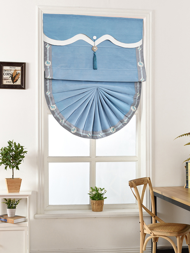 Curtains 2021 New book room Living room Living room Bedroom Shading shade Children light and luxurious style fan Roman blinds