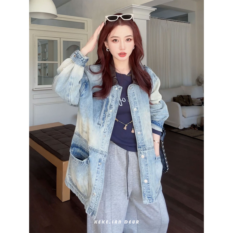 Reve【浅屿空禾】Barn-Style Retro Loose Casual Denim Jacket Reve【浅屿空禾】Barn-Style Retro Loose Casual Denim Jacket